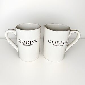 Set of 2 Godiva Belgium 1926 Coffee Mugs by California Pantry 2020 White 16oz